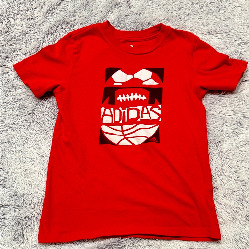 Adidas red multisport (soccer & basketball) cotton t-shirt size 7.